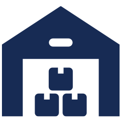 Yellow warehouse icon representing NSL Aerospace's support for chemical management companies with aerospace-grade products