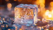 Ice cube with warm light representing adhesives that cure at very low temperatures